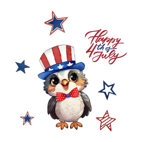 Owl 4th Of July Stickers Kids,Patriotic Stickers for Car Windows,USA Eagle Window Clings for July 4th Independence Day Window Stickers Wall Stickers for Party ,Patriotic Decoration Window Sticker
