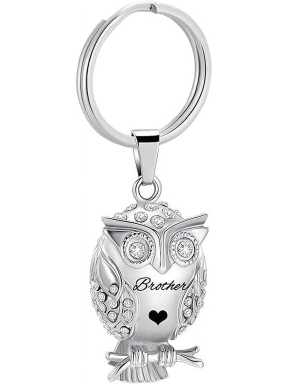 Owl Animal Cremation Urn Keychain for Ashes Simulated Birthstone Memorial Keepsake Pendant Jewelry with Funnel Filler Kit for Dad Mom Grandma Grandpa