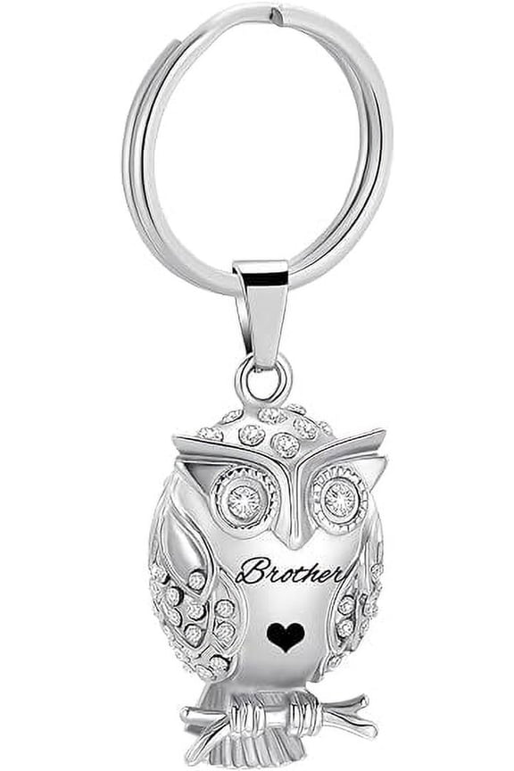 Owl Animal Cremation Urn Keychain for Ashes Crystal Memorial Keepsake Pendant Jewelry with Funnel Filler Kit for Dad Mom Grandma Grandpa