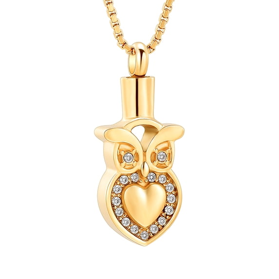 Owl Animal Cremation Urn Necklace for Ashes Crystal Memorial Keepsake Pendant Jewelry Cremation Necklace Jewelry with Funnel Filler Kit for Dad Mom Grandma