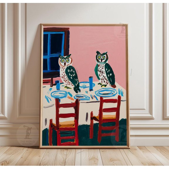 Owl Animal Table Scene Poster Unframed Paper Print