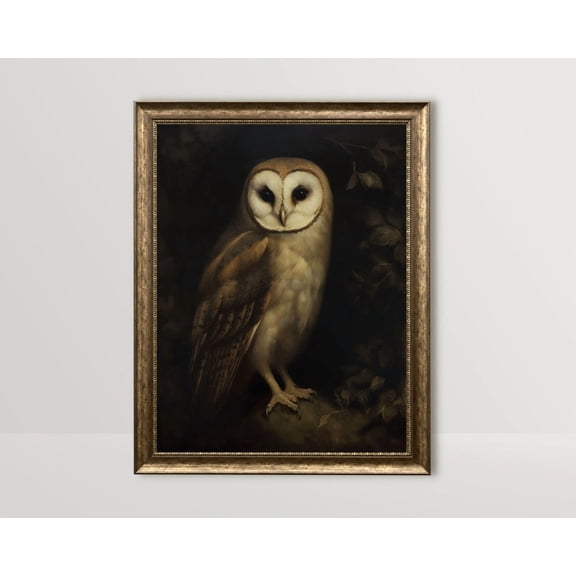 Owl, Antique, Vintage Bird , Dark Academia Poster, Moody Wall Art, Gothic Room Decor, Dark Witch Cottagecore Aesthetic, Unframed Poster Size 12x18