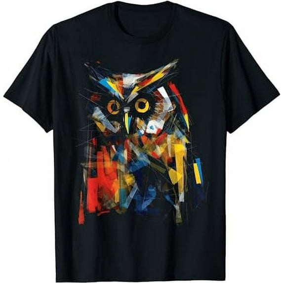 Owl Artwork | Tree Colorful Animal Owl Black oversized loose and comfortable T-Shirt