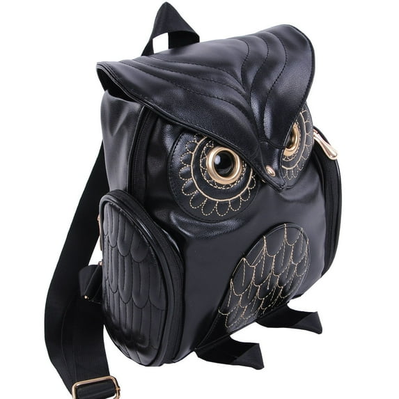 Owl Backpack for Women Trendy Leather Small Casual Satchel Fashion Mini Black Animal Daypack