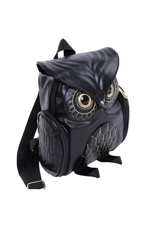 Owl Backpack for Women Trendy Leather Small Casual Satchel Fashion Mini Black Animal Daypack