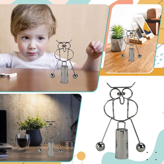 Owl Balance Toy Metal Physics Science Pendulum Swinging Ornament Mini Tumbler Figurine Educational Desk Decor Creative Craft Gift Home Office Accent