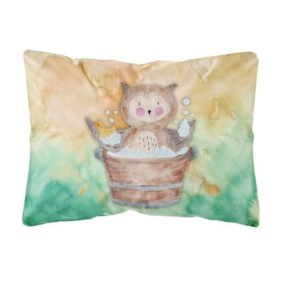 Owl Bathing Watercolor Canvas Fabric Decorative Pillow