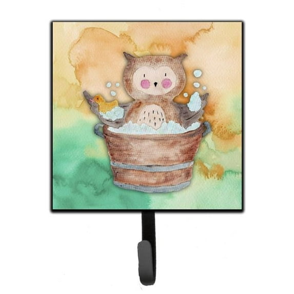 Owl Bathing Watercolor Leash or Key Holder