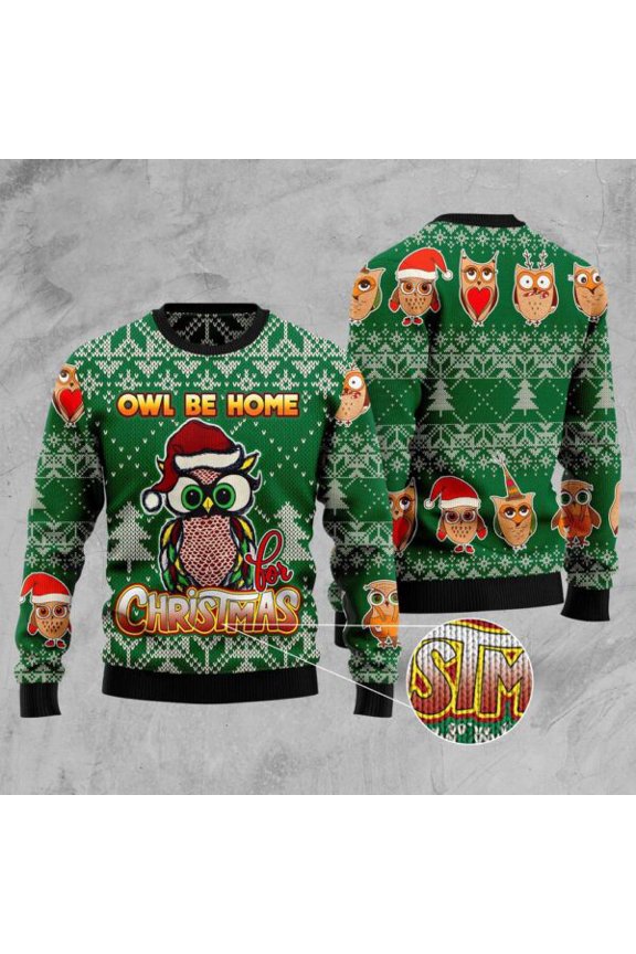 Owl Be Home For Christmas 3D Christmas Sweater, Christmas Sweater, 3D Sweater, Funny Xmas Sweaters