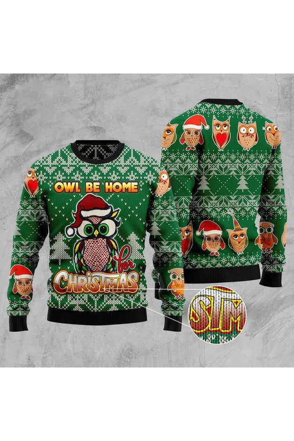 Owl Be Home For Christmas Ugly Christmas Sweater, Christmas Sweater, Ugly Sweater, Funny Xmas Sweaters