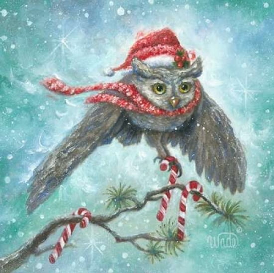 Owl Be Home for Christmas Canvas Art - Vickie Wade (24 x 24)