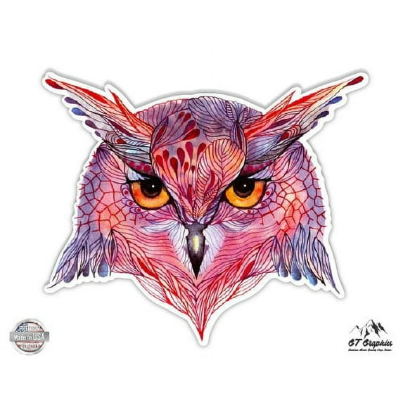 Owl Beautiful Drawing - 12" Vinyl Sticker Waterproof Decal