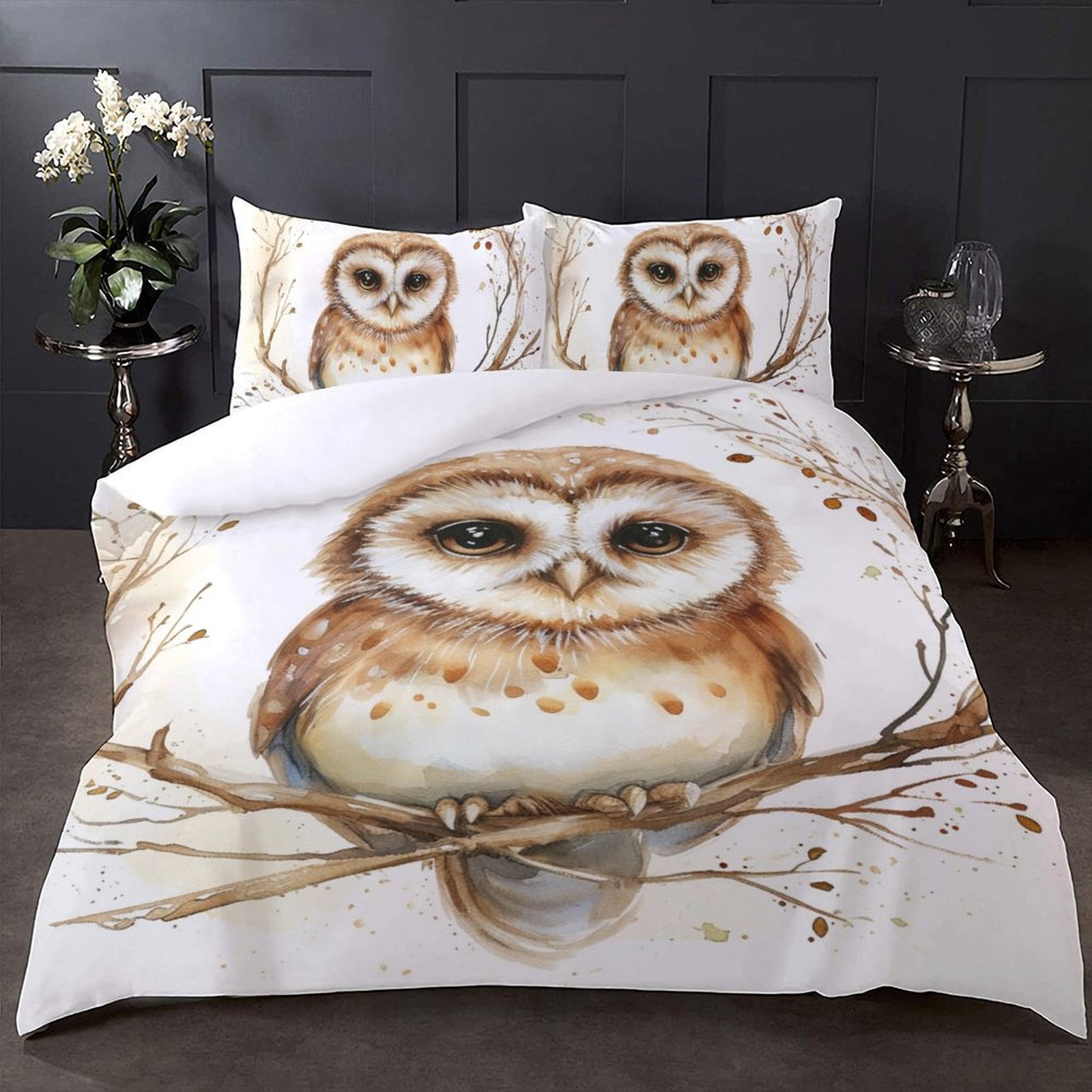 Nesting Owls 3-Piece Quilted Bedding Set NCU0DQQ0138