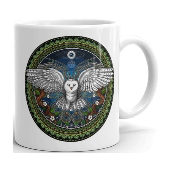 Owl Bird Coffee Mug, e, Floral Botanil , Botany , Owls Coffee Cups, Nature Mug, Flowers Mug, Owl Lover Gift.