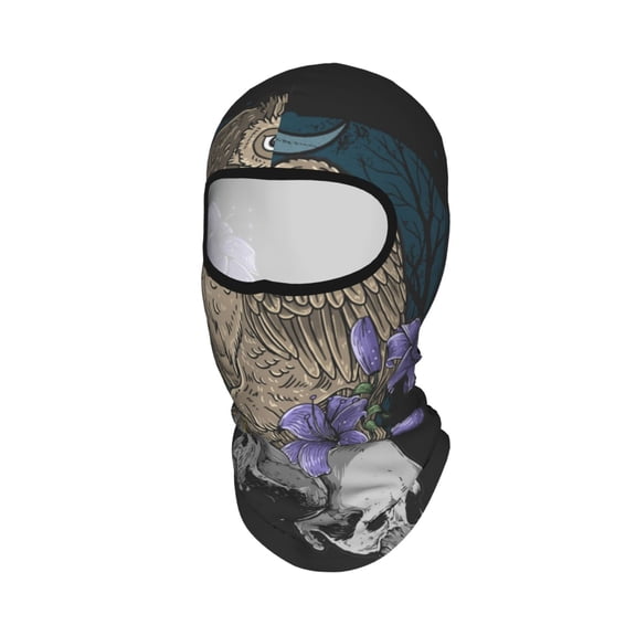 Owl Bird Floral With Skull Unisex Balaclava Ski Mask Full Face Cover for Cold Weather & UV Protection, Breathable Cooling Helmet Liner