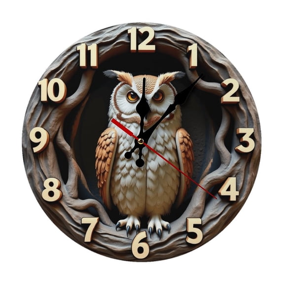 Owl Bird Nest Wall Clock 10 Inch Silent Non Ticking Round Clock Decoration for Living Room Kitchen Bedroom Bathroom Office Classroom