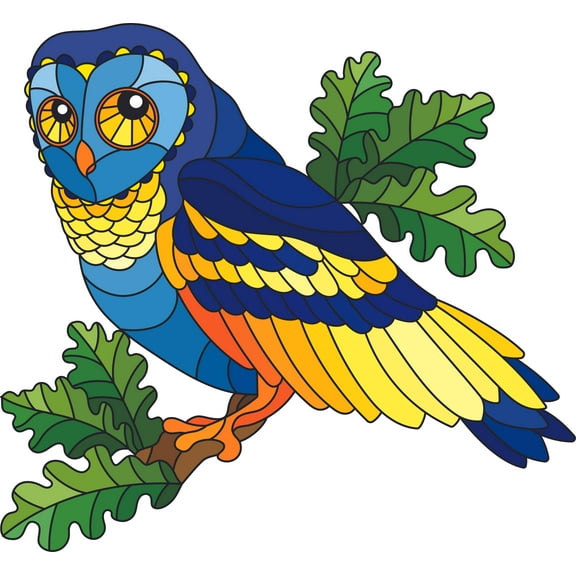 Owl Bird Owls Birls Animal Vinyl Stained Glass Film Static Cling Window Waterproof Decal for Girls Boys Kids Room Bedroom Nursery House Fun Home Decor Stickers Wall Art Vinyl Decoration (10x10 inch)