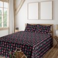 thumbnail image 1 of Owl Bird Sheet Set, Night Animal in Funny Boho Cartoon Style Pattern on Dark Background, Fitted & Flat Sheet with Pillowcase Bedding Accent 4 Pcs Set, Queen, Magenta Teal and Peach, by Ambesonne, 1 of 5
