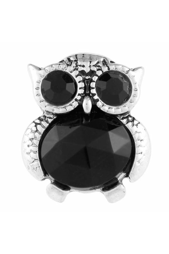 Snap Jewelry 18MM Black Faceted Owl Ginger Charm for Interchangeable Accessories