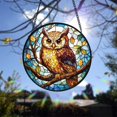thumbnail image 1 of Owl Bird Stained Glass Suncatcher, Wildlife Window Hanging, Owl Lover Gift, Indoor Nature Decor, Rustic Home Ornament, 1 of 5
