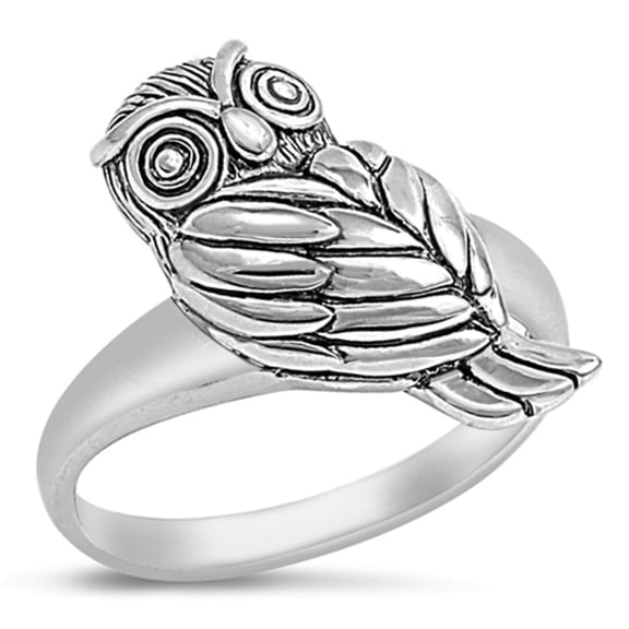 Owl Bird Wisdom Animal Detailed Ring .925 Sterling Silver Band Jewelry Female Male Unisex Size 6