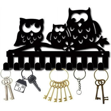 12 Hook Wall Mount Key Holder - Damage-Free Or Screw Mount, Black Entryway Organizer