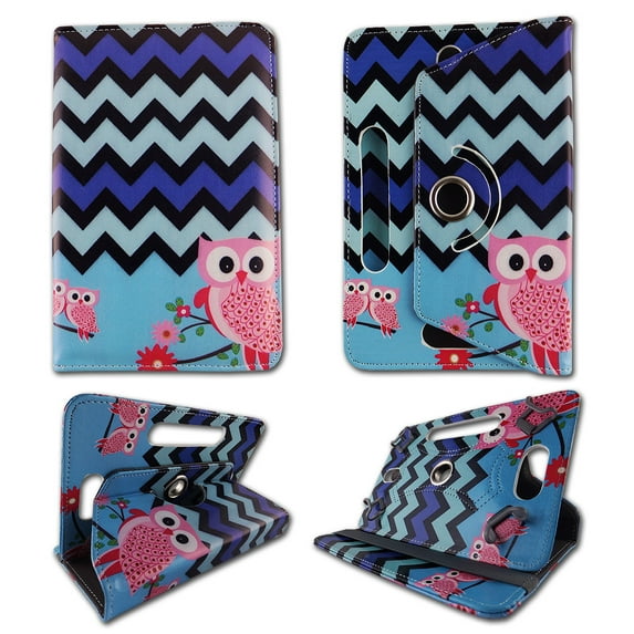 Owl Blackblue Chevron folio tablet Case for Ellipsis 8 inch android tablet cases 8 inch Slim fit standing protective rotating universal PU leather standing cover