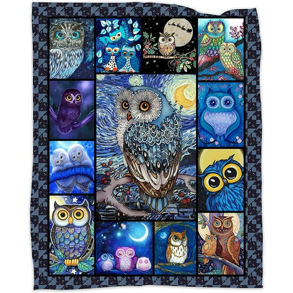 Owl Blanket 60"x50" Blanket Owl Gifts for Owl Lovers Flannel Throws Blankets for Couch Sofa All Season Super Cozy Plush Blanket