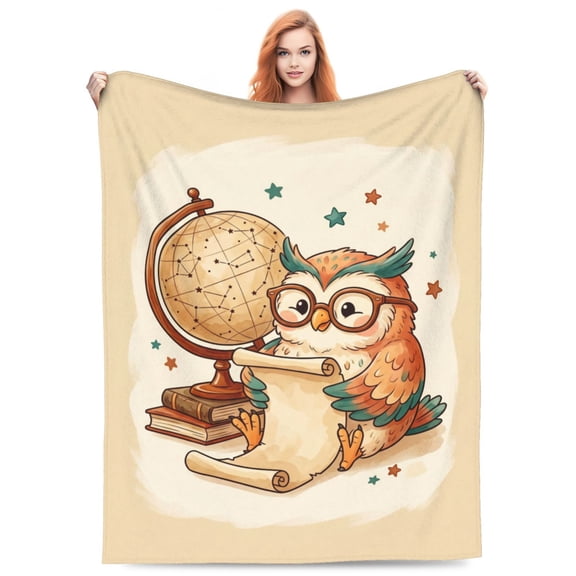 Owl Blanket, All-Season Warm Vintage Flannel Accent for Home Decor 50x40
