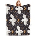 thumbnail image 1 of Owl Blanket Gifts for Owl Lovers Women Moon and Star Print Throw Blanket for Couch Sofa Bed Living Dorm Room Home Decor 80''''x60'''' Soft Cozy Flannel White Owl Birthday Decorations Christmas Decor, 1 of 6