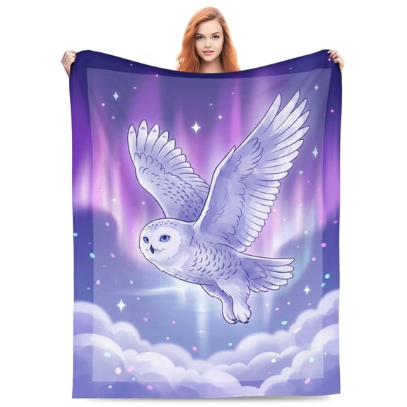 Owl Blanket for Women Men Adults Soft Cozy Aurora Owls Bird Throw Blankets Gifts Warm Flannel Lightweight Decor for Couch Bed Sofa 50x40