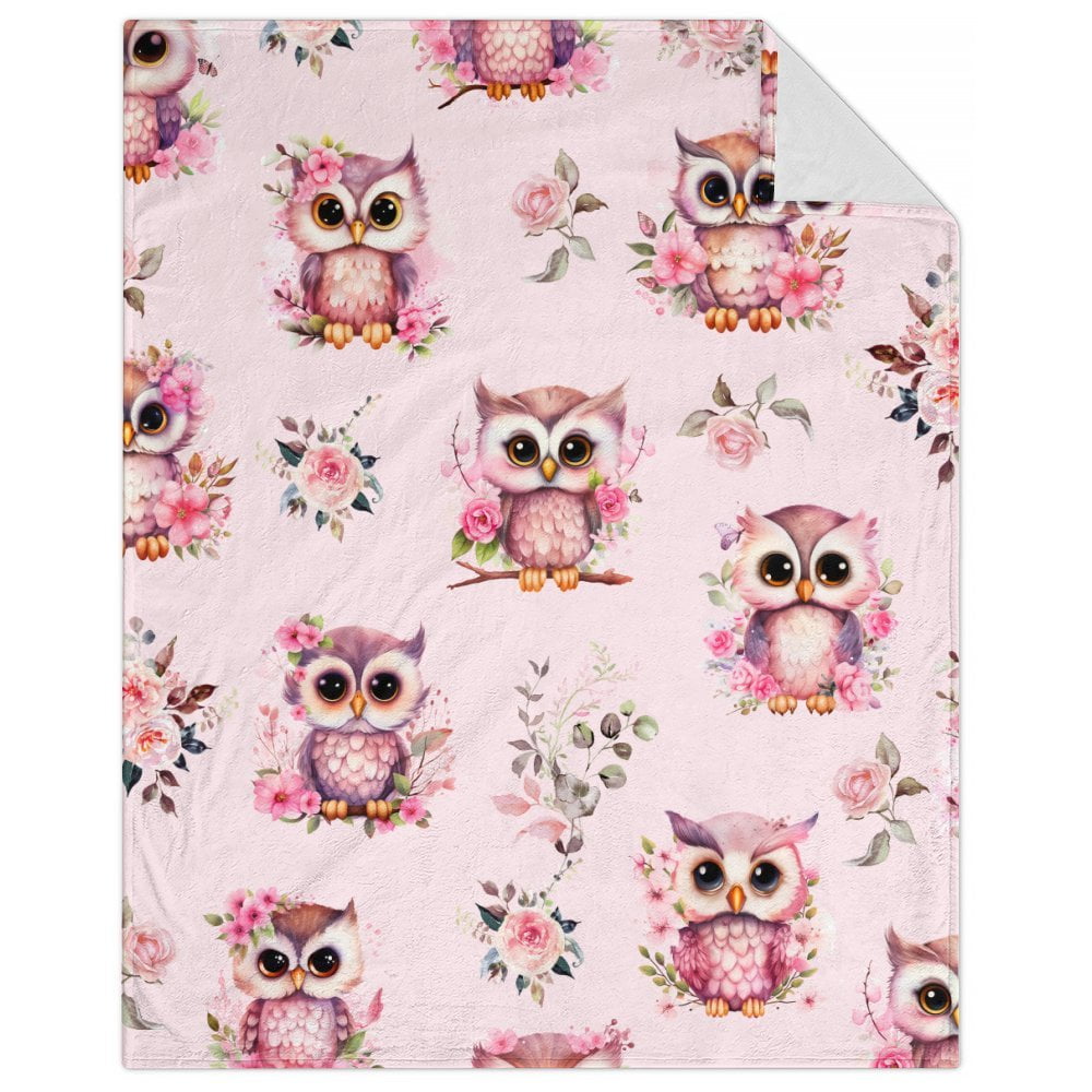 Owl Blankets 30x40 Inches Fleece Throw for Boys & Girls Soft Cozy