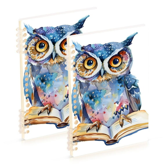 Owl Book Ring Binder Notebook Journey Note Diary College Ruled Spiral Notebook Study Loose Leaf Paper A5 60 Pages