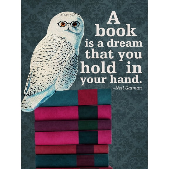 Owl Books Dreams Upcycle Style Wallpaper Extra Large XL Wall Art Poster Print