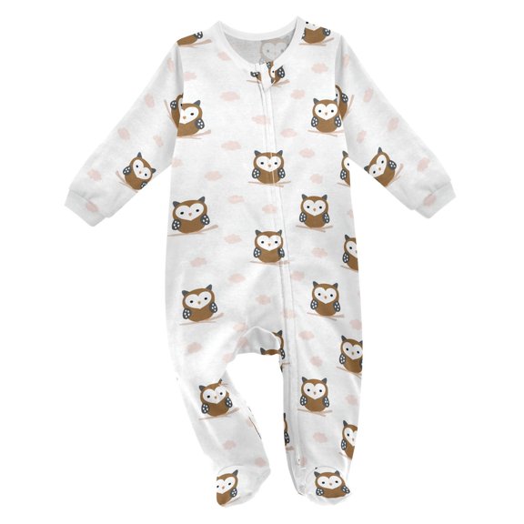 Owl Branch Cloud Baby One-Piece Footies Newborn Rompers Cotton Footed Outfit for Boys Girls 0-24 Months