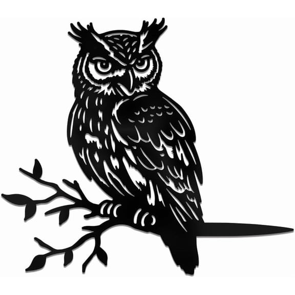 Owl on Branch Metal Yard Art Decor Owl Bird Stainless Steel Outdoor Tree Silhouette Stake for Tree Yard Garden Patio Animal Outdoor Decor Gift for Housewarming Home Art Decor Black