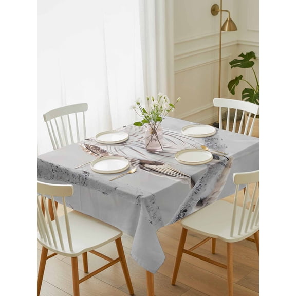 Owl On Branch Tablecloth Rectangle Table Cloth 52x70, Waterproof Tablecloth Outdoor Table Cloth, Framhouse Winter Landscape Tree Birds Washable Table Cover for Kitchen Dinning Party