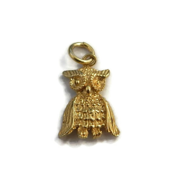 Owl (Buho) Charm Pendant 14k Yellow Gold!!