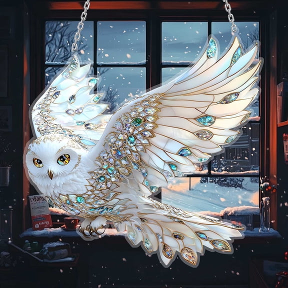 Owl Catcher Acrylic Pendant Double Sided 5D D-IY Acrylic Diamond Art Painting Window Pendants Home Garden Wall Hanging Kits