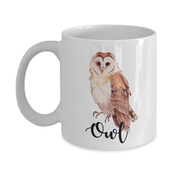 Owl Ceramic Coffee & Tea Gift Mug, Accessories, Decorations, Office Supplies & Items For Bird Watcher Men & Women