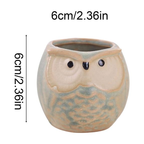 Owl Ceramic Planter Cute Pot Textured Feather Design Home Office Windowsill Decor Gift YYUZH