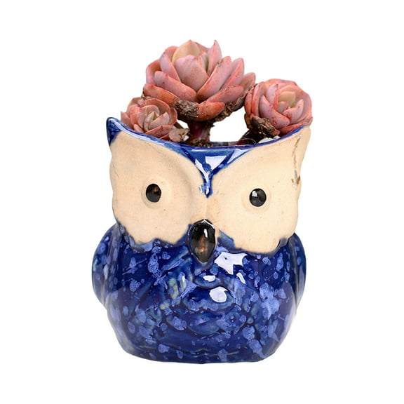 Owl Ceramic Planters Plant Pots - Owl Ceramic Succulent Planter Pots with Drainage Hole, Small Cute Flower Pots Plant Holder Container for Indoor Outdoor Plants, Home Office Garden Decoration