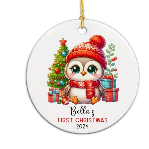 Owl Christmas Tree Ornament, Personalized Owl Ornament, Baby First Year Ornament Gift for Newborn Baby, Custom Owl Baby Decor, Customized Name Baby's 1st Xmas Ceramic Ornament 2025, Kid Gift R2nVr5