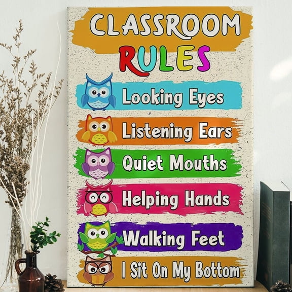 Owl Classroom Rules Looking Eyes Listening Ears Quiet Mouths Poster Classroom Rules Poster Classroom Wall Decor Poster