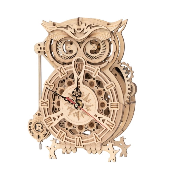 Owl Clock Model Kits For Adult To Build, 3D Wooden Puzzle Desk Clock Time Art,Home Decoration Gift(LK503)
