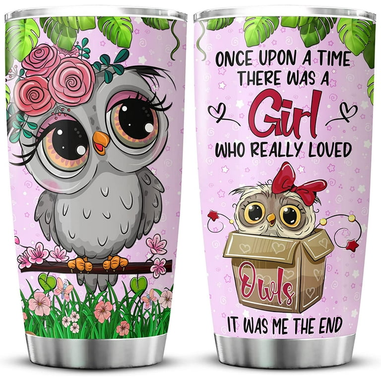 Owl Coffee Tumbler Insulated Travel Cup With Lid 20oz Cute Owl Things For  Owl Lovers Floral Flower Animal Print Mug Birthday Present For Teen Girls  Stainless Steel Tumblers 