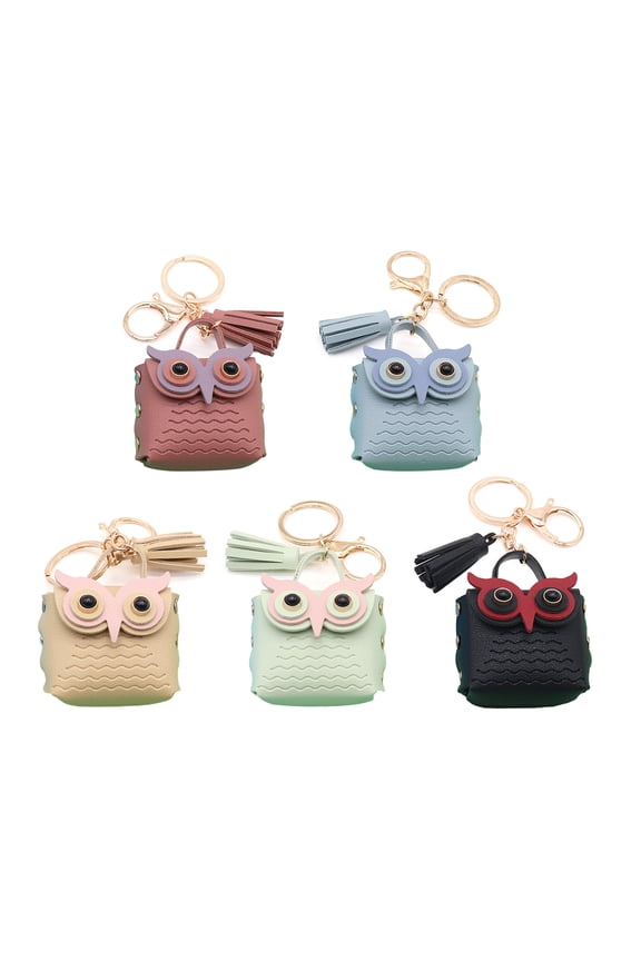 Owl Coin Purse Keychain for Girl Birthday Gift,Leather Car Key Holder with Mini Coin Purse Keychain Decoration Accessory