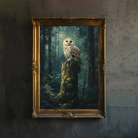 Owl Cottagecore Print Dark Academia Art Cottagecore Decor Antique Animal Illustration Woodland Owl Poster Rustic Vintage Wall Art Poster Unframed