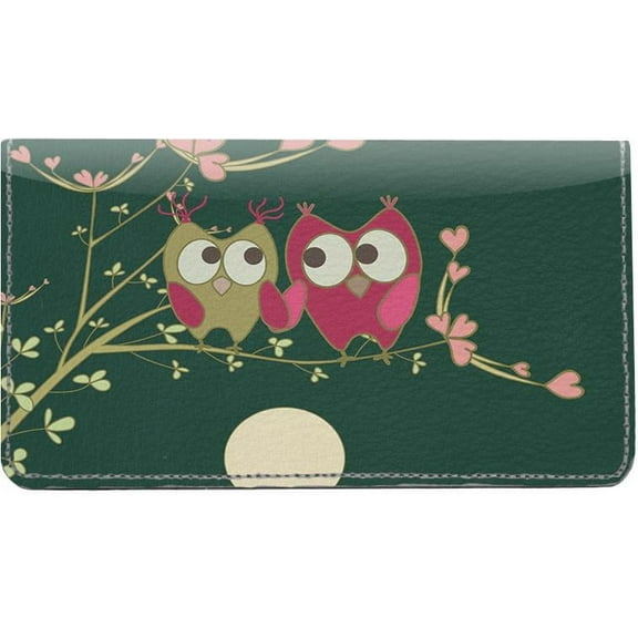 Owl Couple Designer Checkbook Cover, Credit Card Slots & Pen Loop
