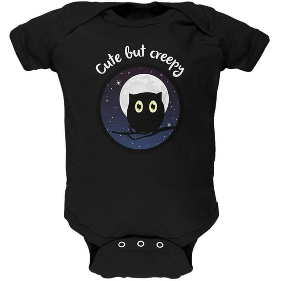 Owl Creepy But Cute Night Soft Baby One Piece Black 0-3 M